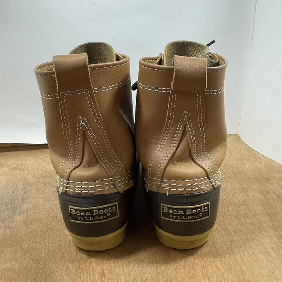LL Bean Duck Boots Men's Size 8 Brown Leather 6 Inch Lace Up Snow Rain Boots - Picture 4 of 9